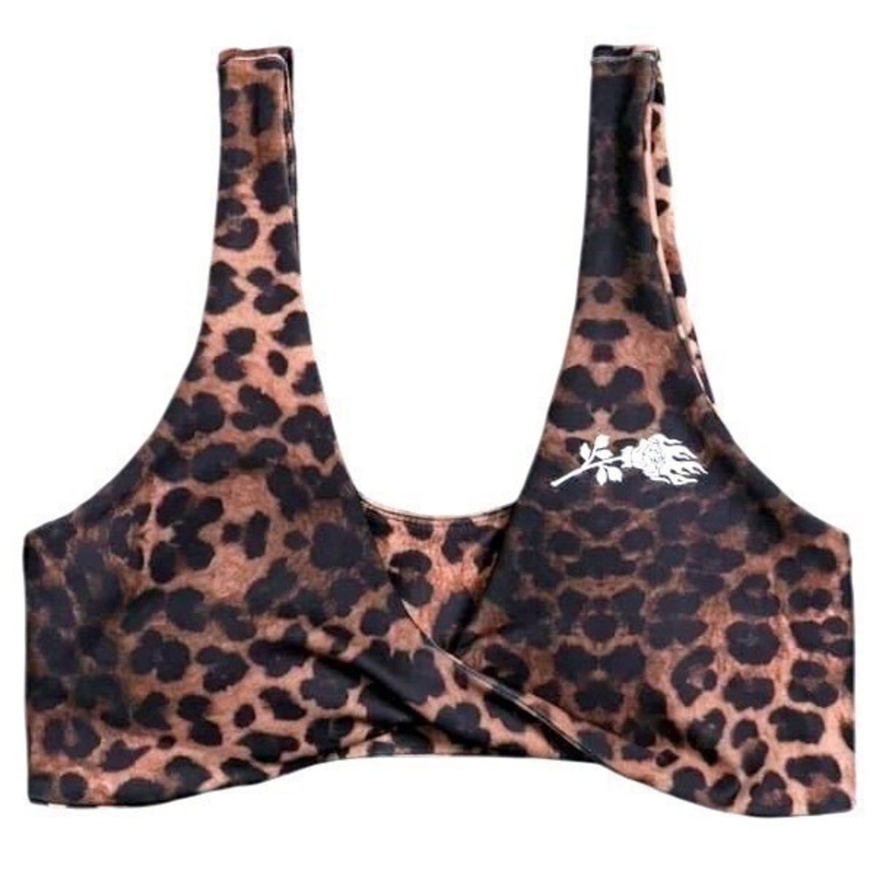 Civil regime‎ Leopard Twist Bra Top White Rose Logo Athletic  Medium
